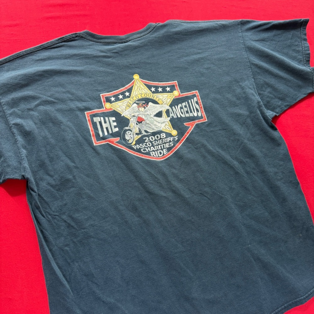 VINTAGE Harley-Davidson 2008 Pasco Sheriff Charities Ride T-Shirt Mens 2XL Black